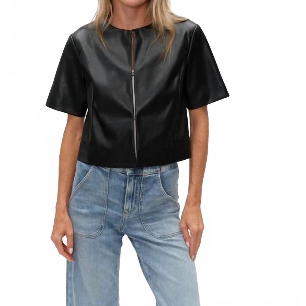 NEW SIX/FIFTY quinn faux leather jacket in black